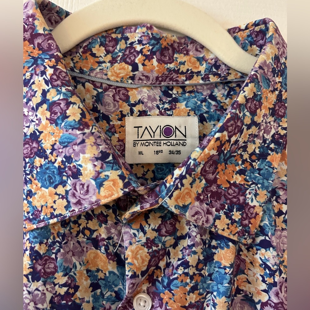 Taylion Floral Button-Up Shirt in Purple Multi men’s xxl